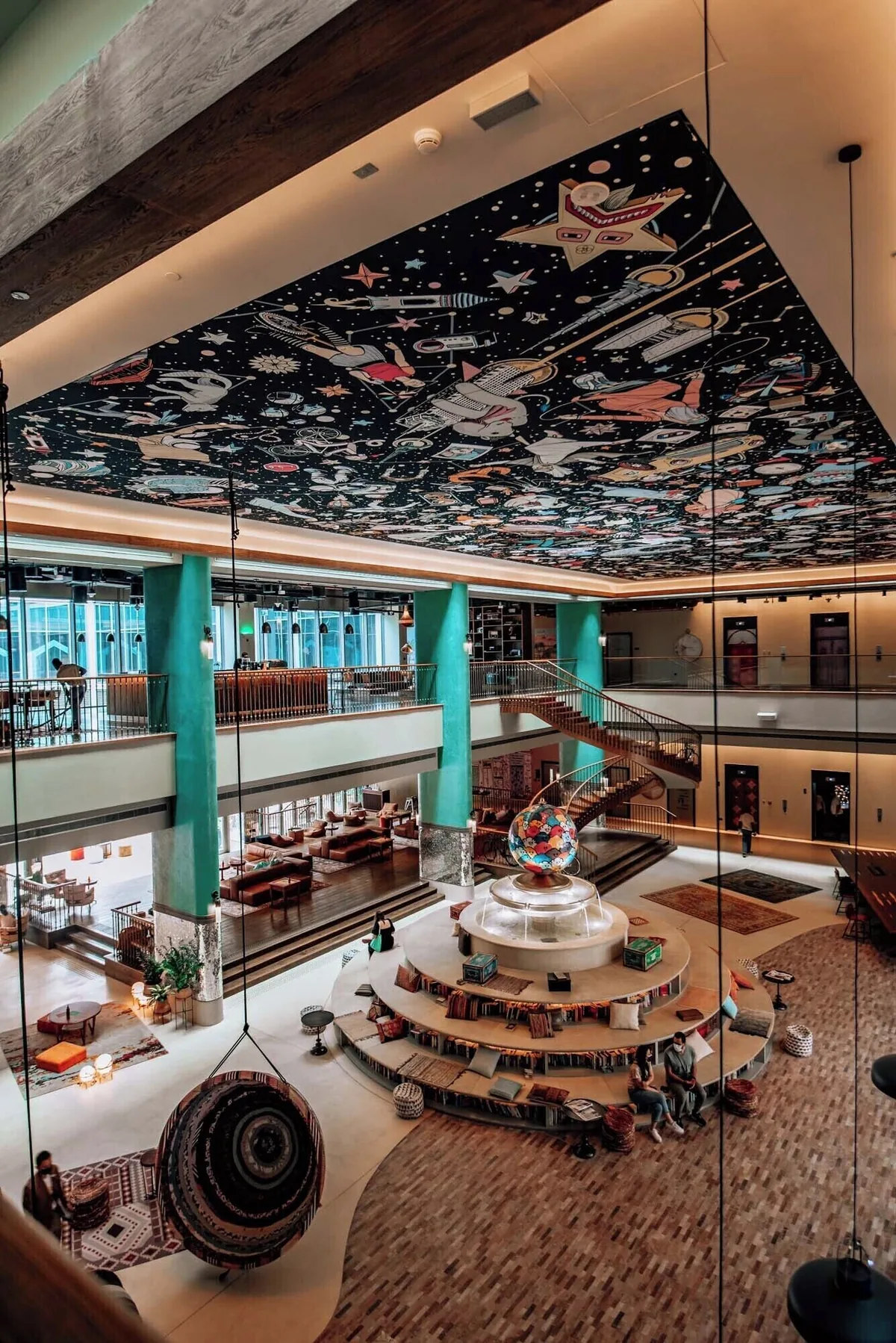 25hours Hotel Dubai One Central: The space-themed atrium at 25hours Hotel Dubai One Central.